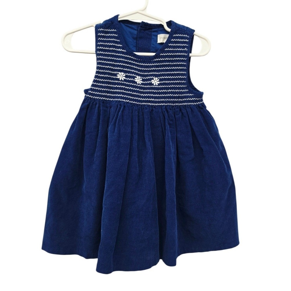 Pumpkin Patch Girls 18-24M Navy Corduroy Embroidered Dress